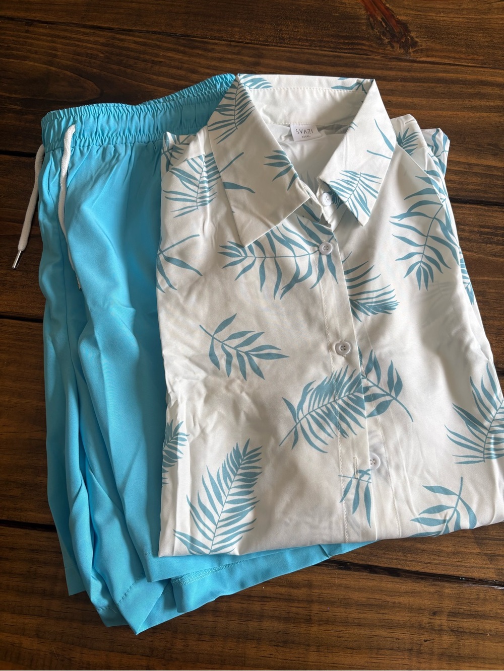 Light Blue Palm Print Set